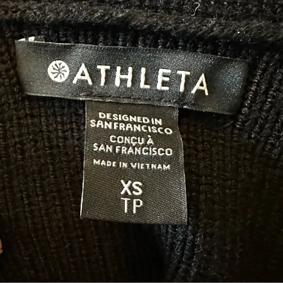 NWT ATHLETA Hanover V-Neck Black Ribbed Sweater-Size XS - Picture 7 of 11